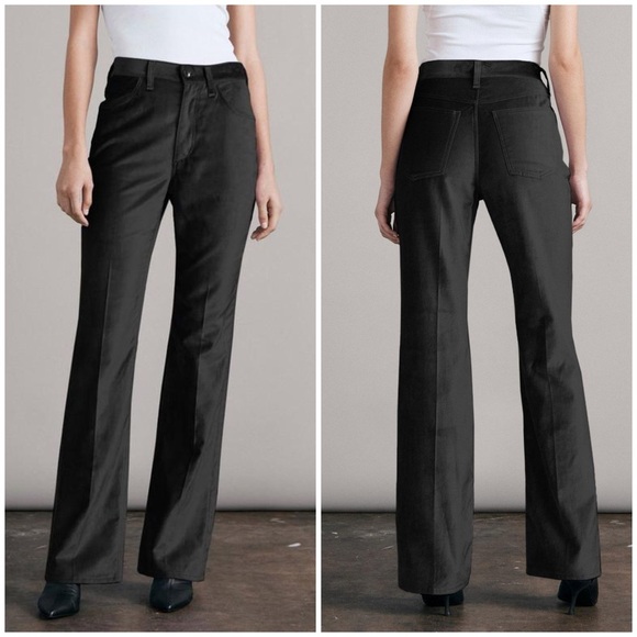 New Rag & Bone Jacey Velvet Pants Black Straight Leg Chic Sz 0 - Picture 1 of 13